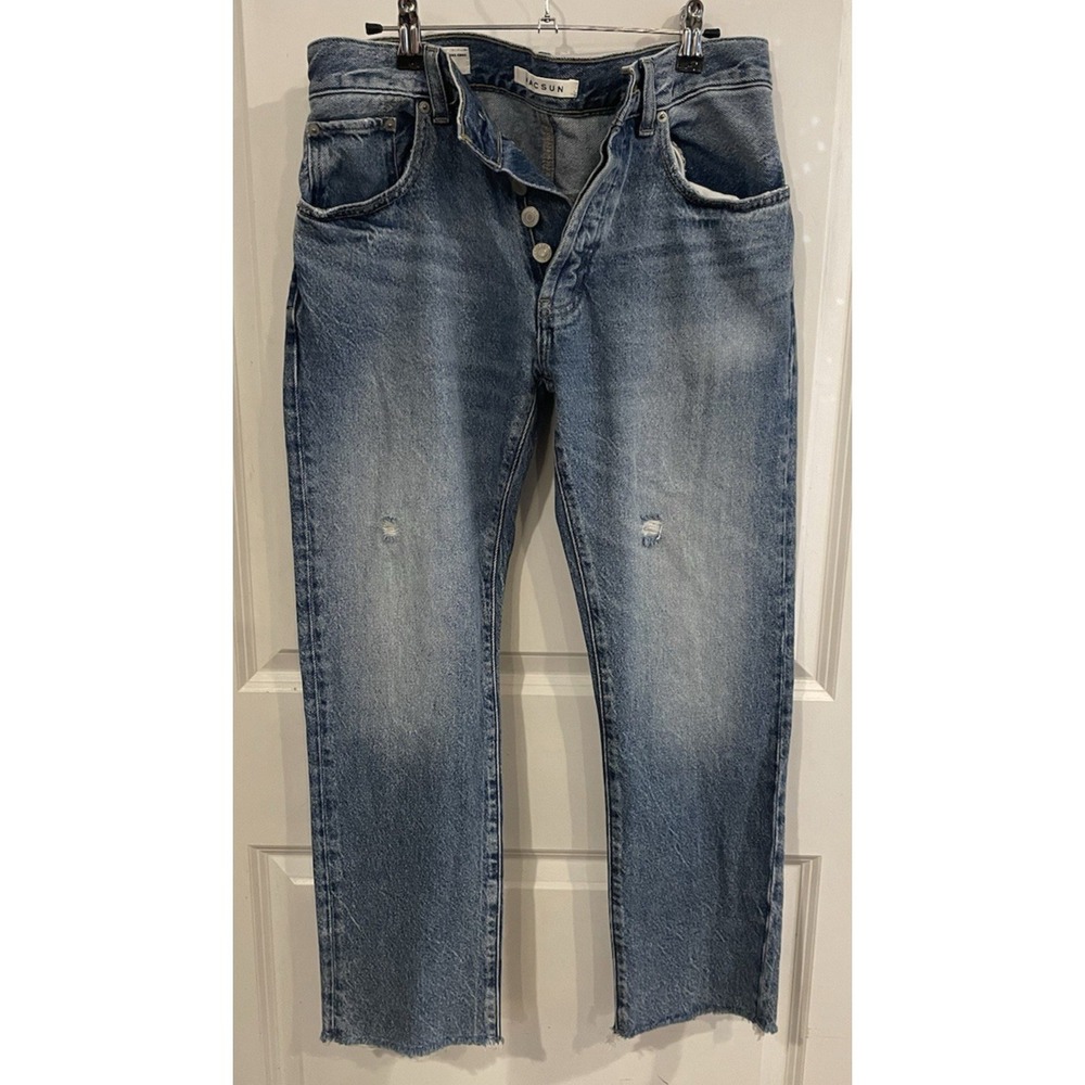 PacSun Y2K Women's Vintage Loose Crop Jeans Size 28 Distressed Raw Hem